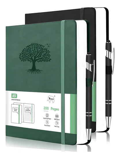 Set 2 Cuadernos A5 Piel y 2 Bolígrafos