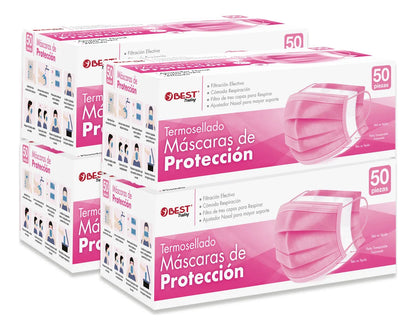 Cubrebocas Rosa Tricapa 200 pz
